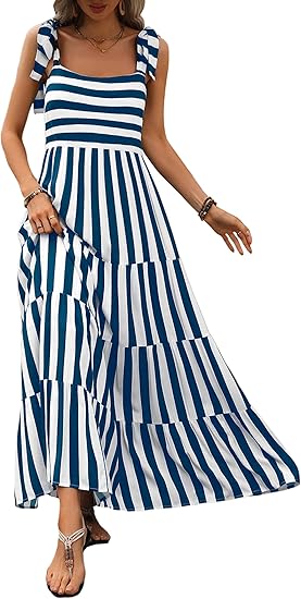 Azure Stripes Flow Maxi