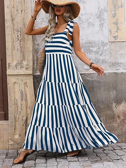 Azure Stripes Flow Maxi