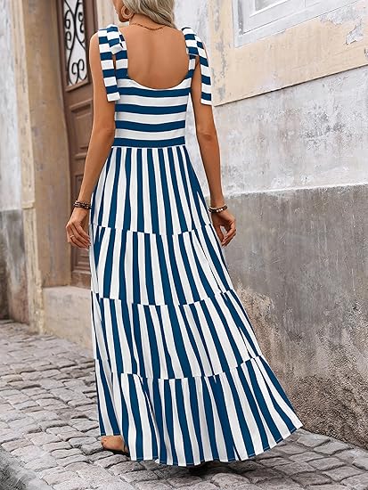 Azure Stripes Flow Maxi