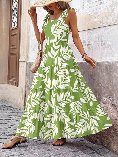 Leafy Breeze Green Maxi Dress