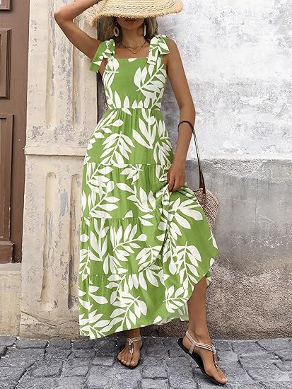 Leafy Breeze Green Maxi Dress