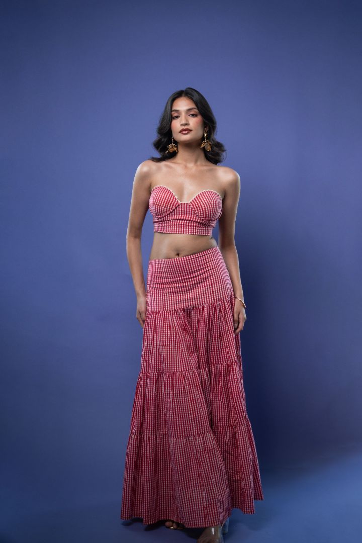 Strapless Check Co-Ord Set