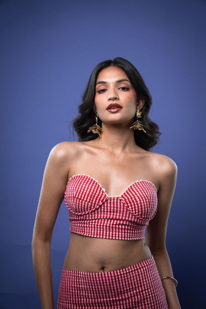 Strapless Check Co-Ord Set