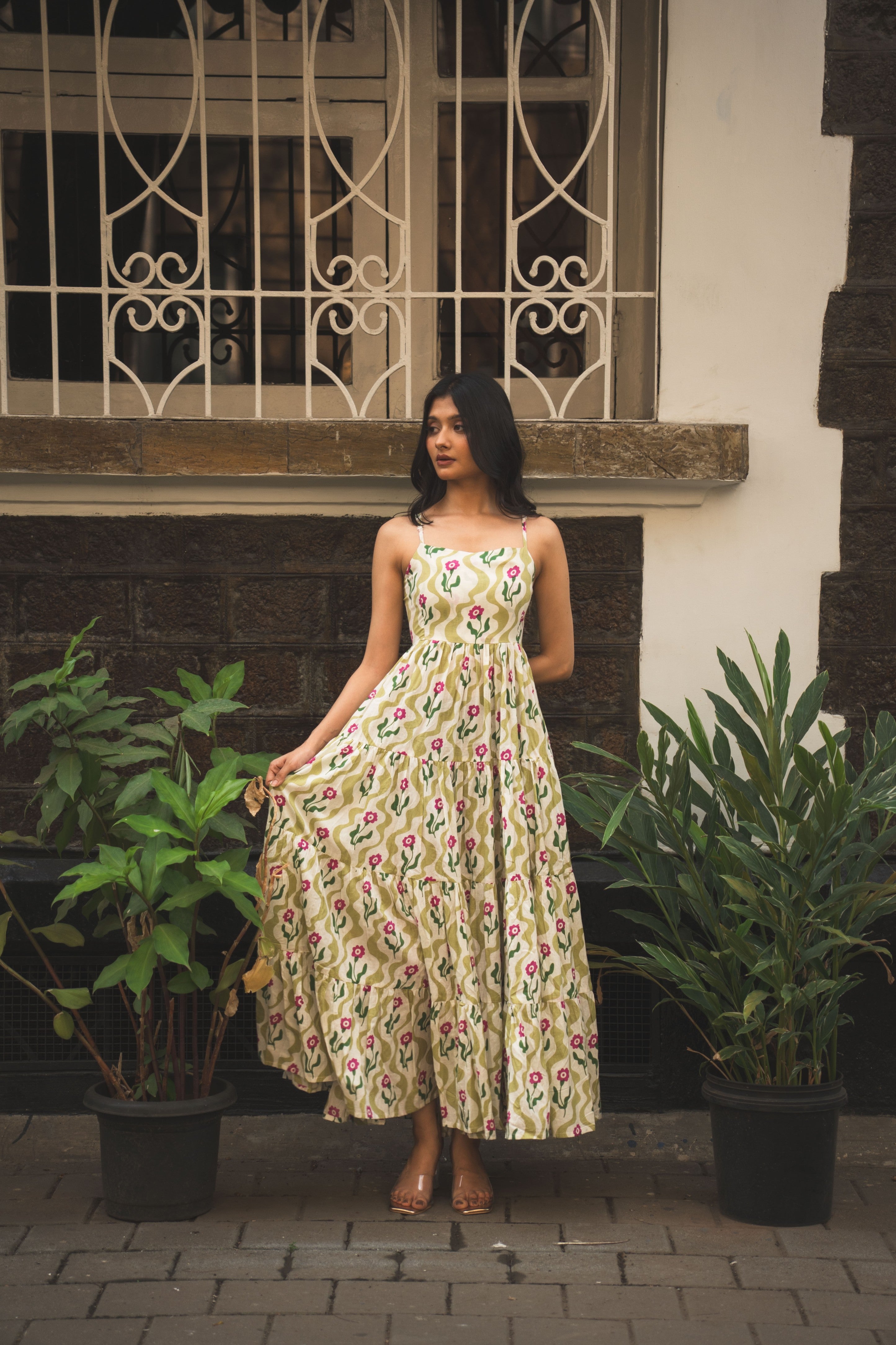 Tie-Back Cutout Strappy Maxi Dress