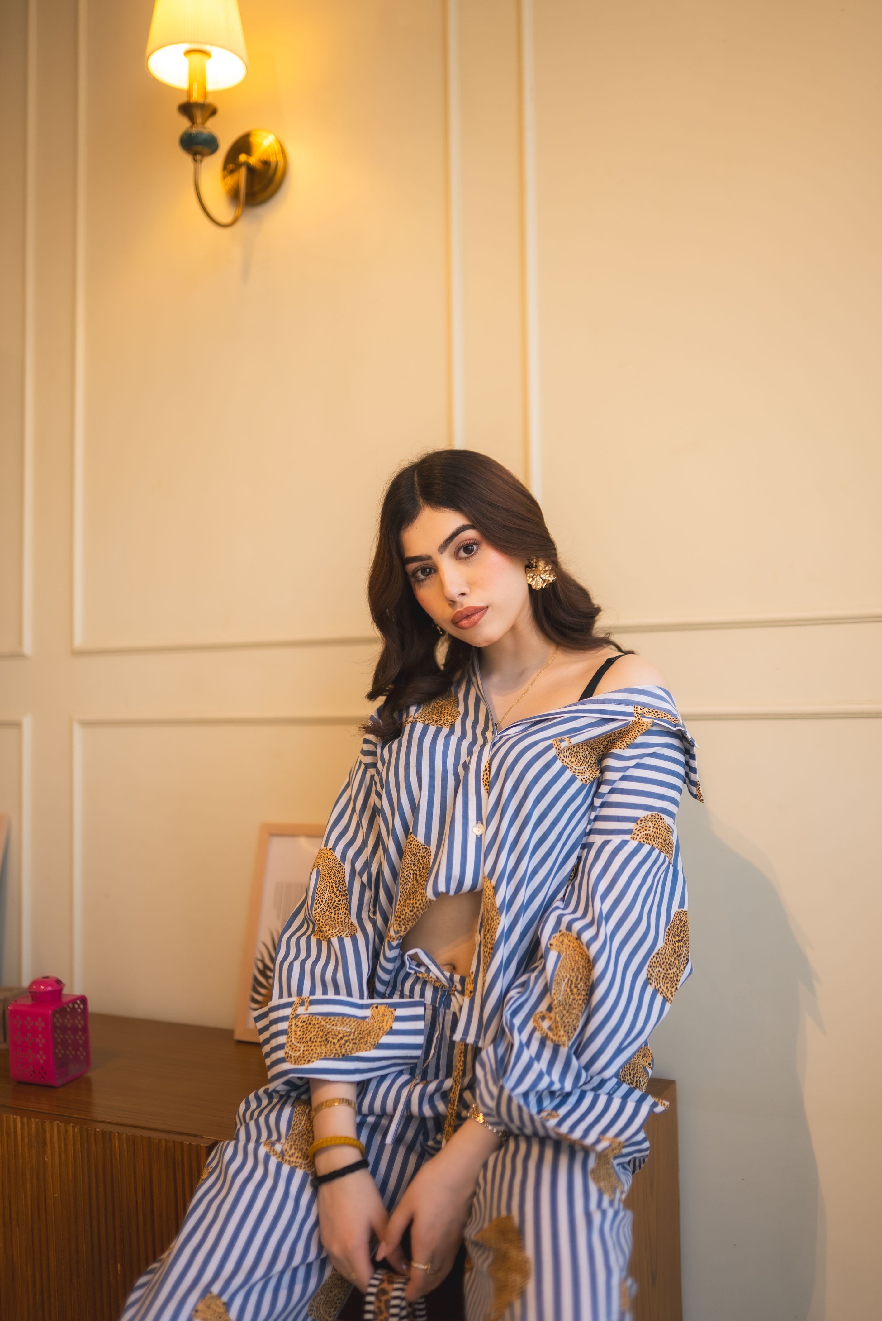 Leopard Print Striped Co-ord Set