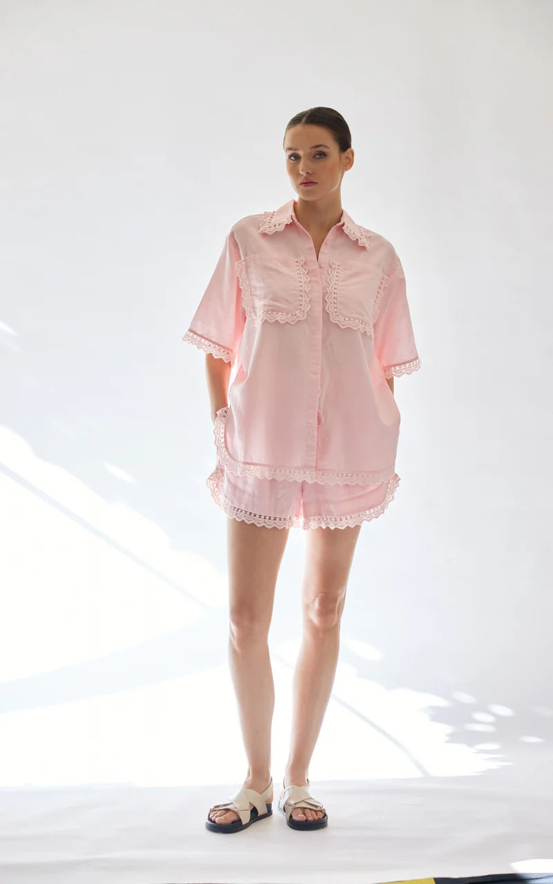 Soft Pink Shirt & Shorts Set