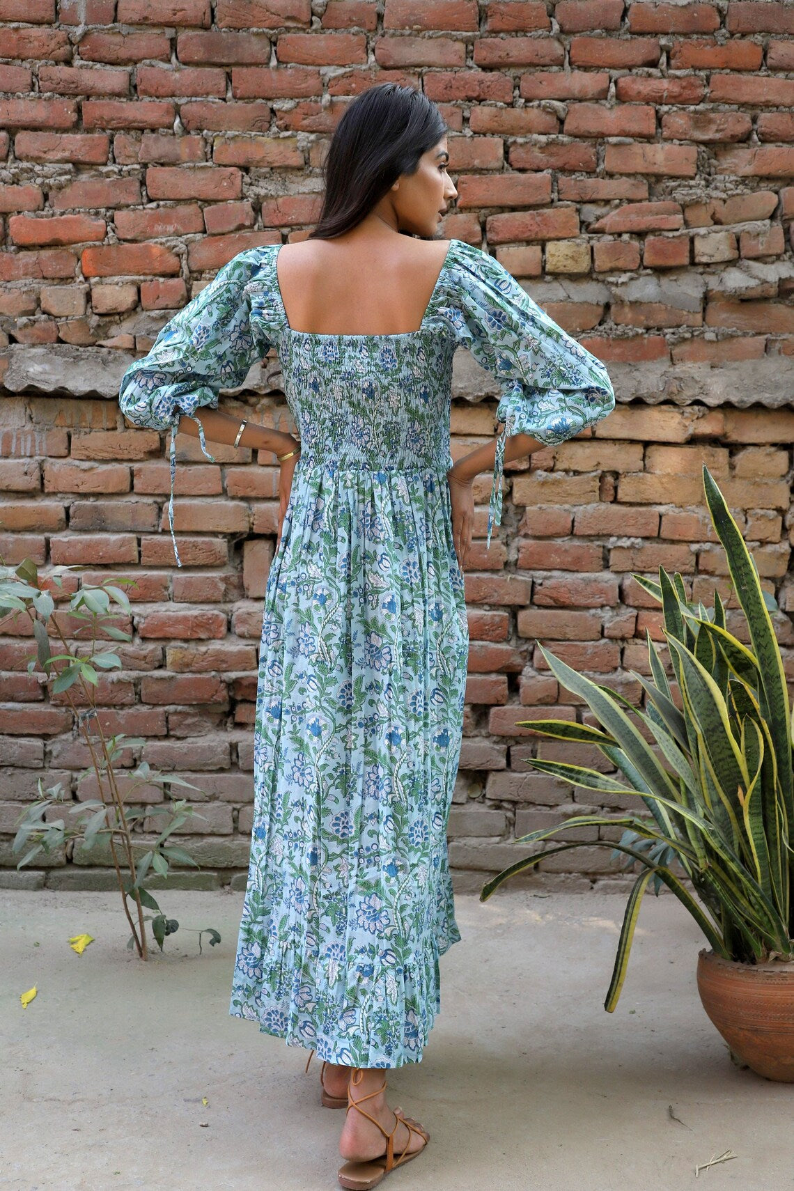Green & Blue Floral Maxi Dress