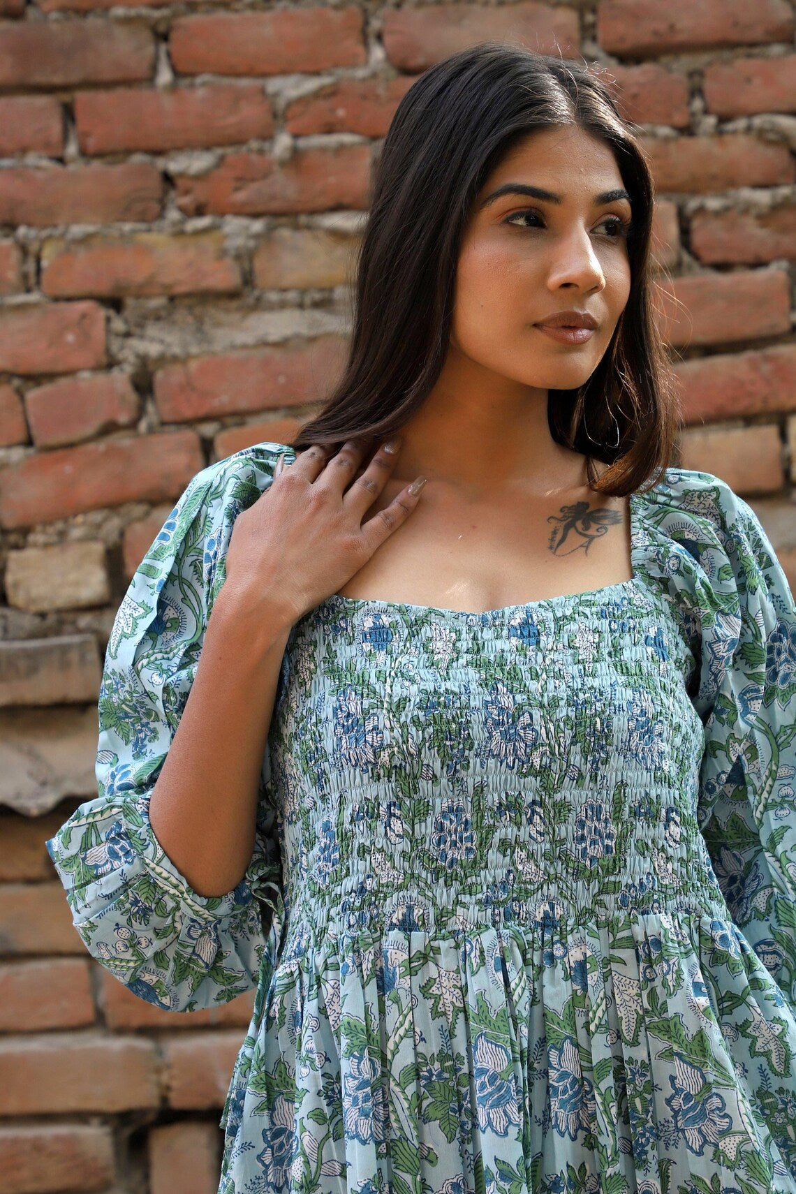 Green & Blue Floral Maxi Dress