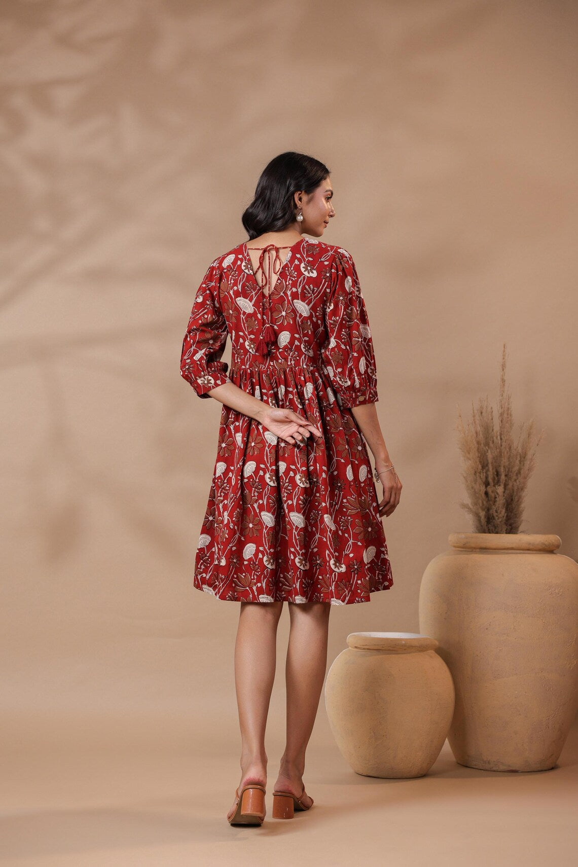 Red Floral Short Dress