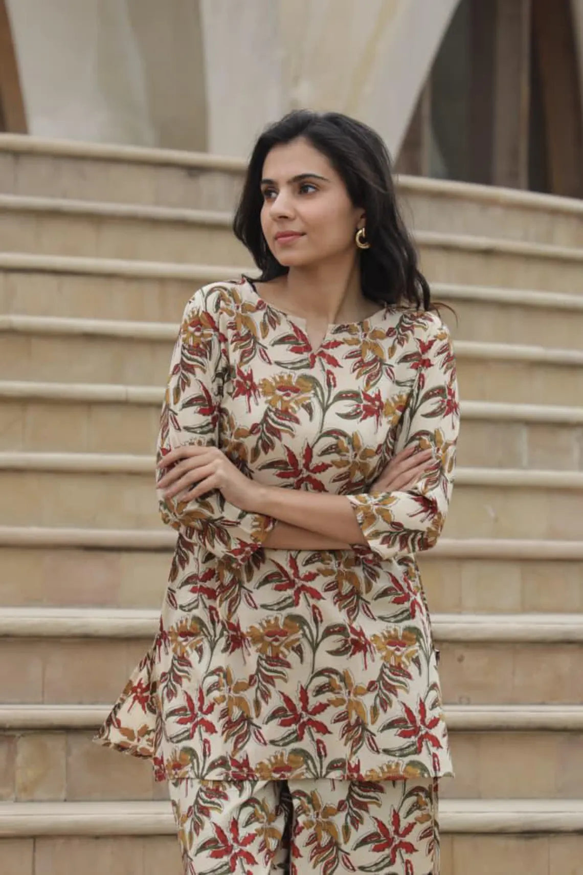 Beige Floral Co-ord Set