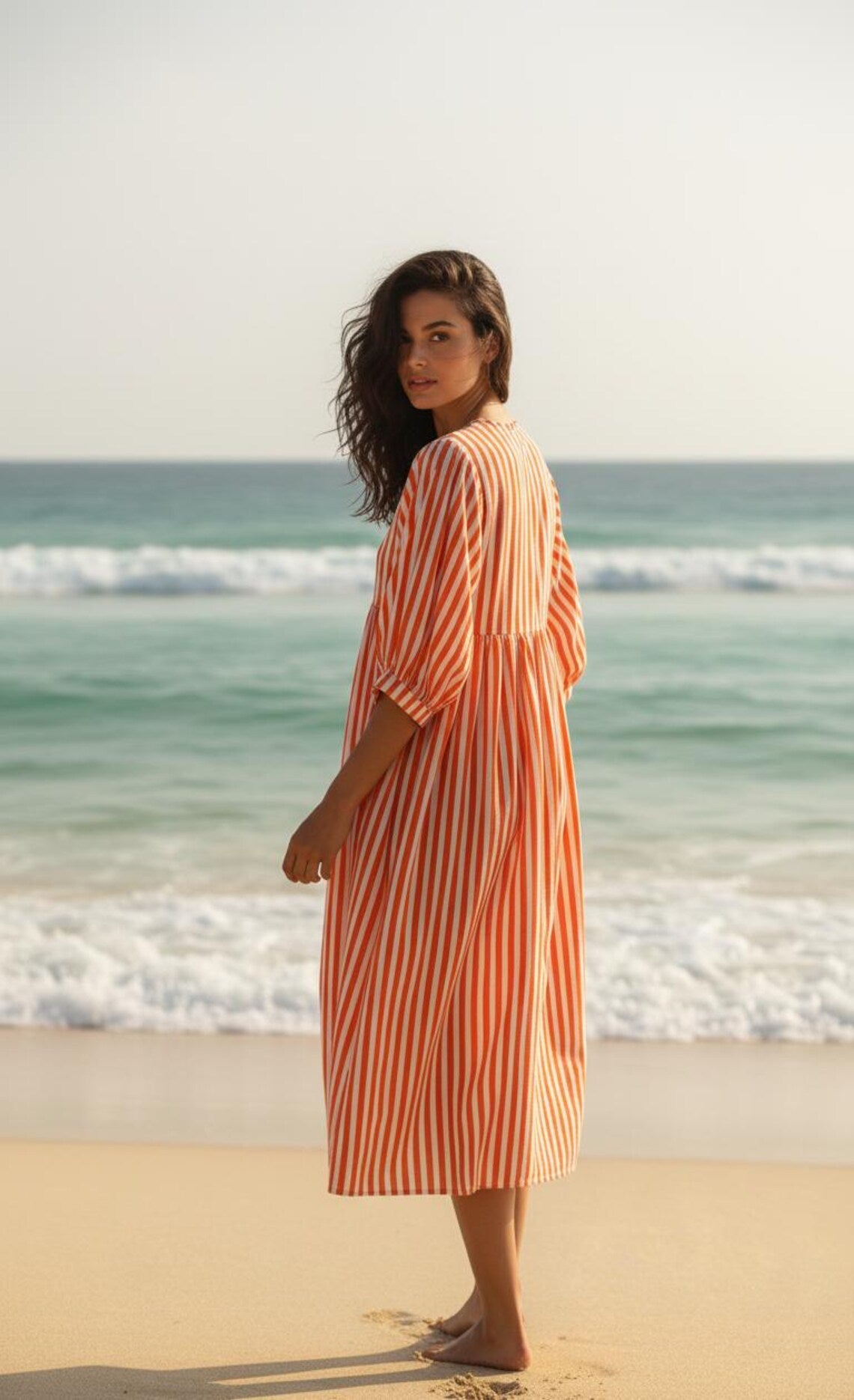Striped Cotton Beach Dress
