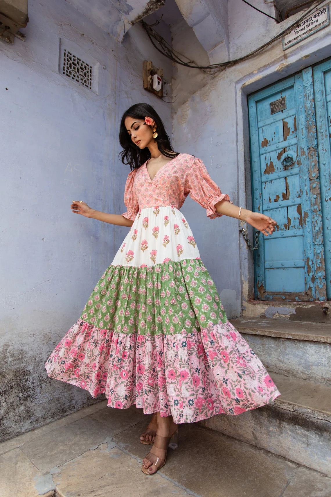 Jaipuri Bloom Tiered Maxi Dress