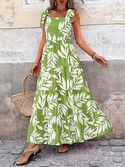 Leafy Breeze Green Maxi Dress