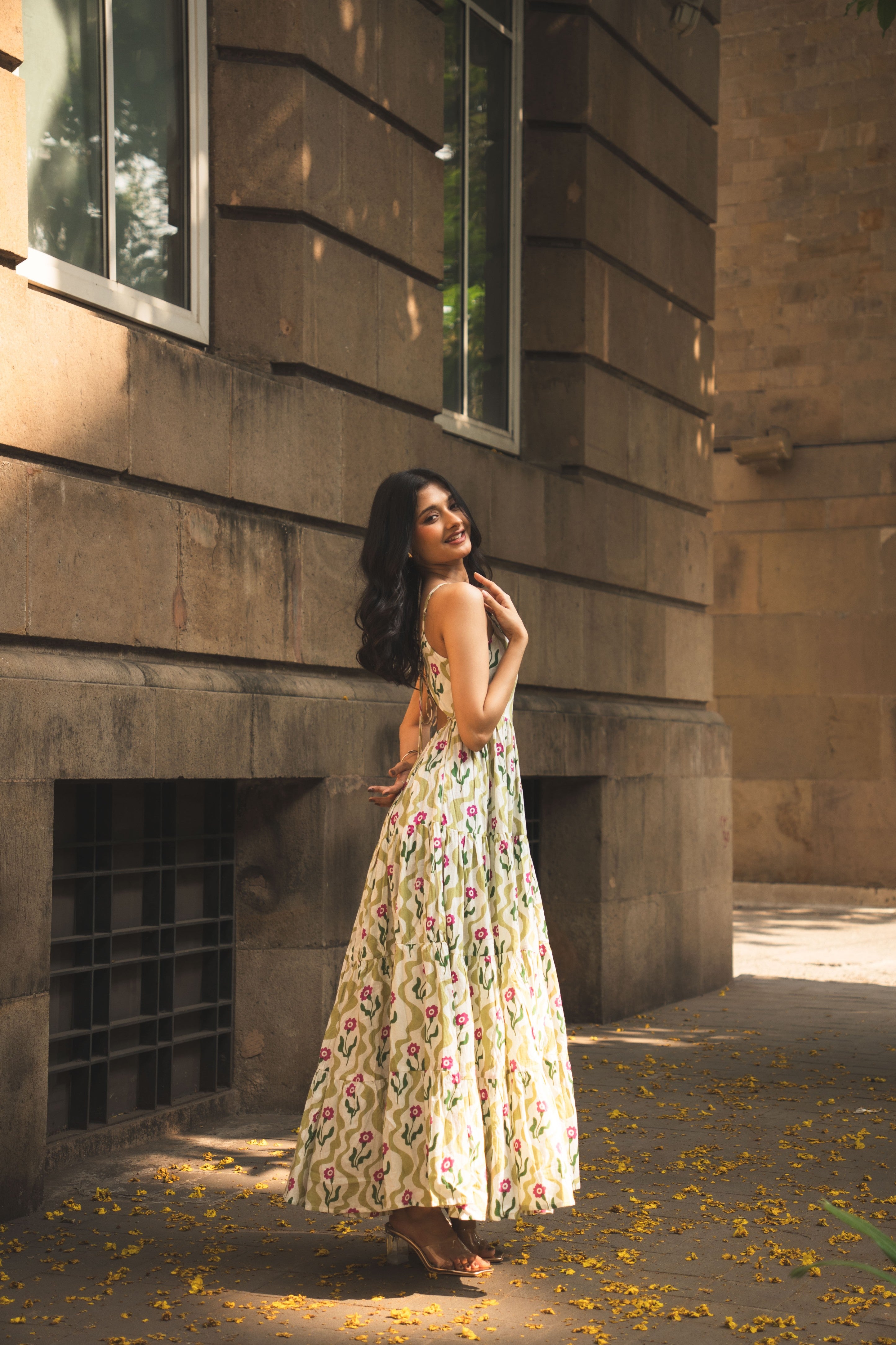 Tie-Back Cutout Strappy Maxi Dress
