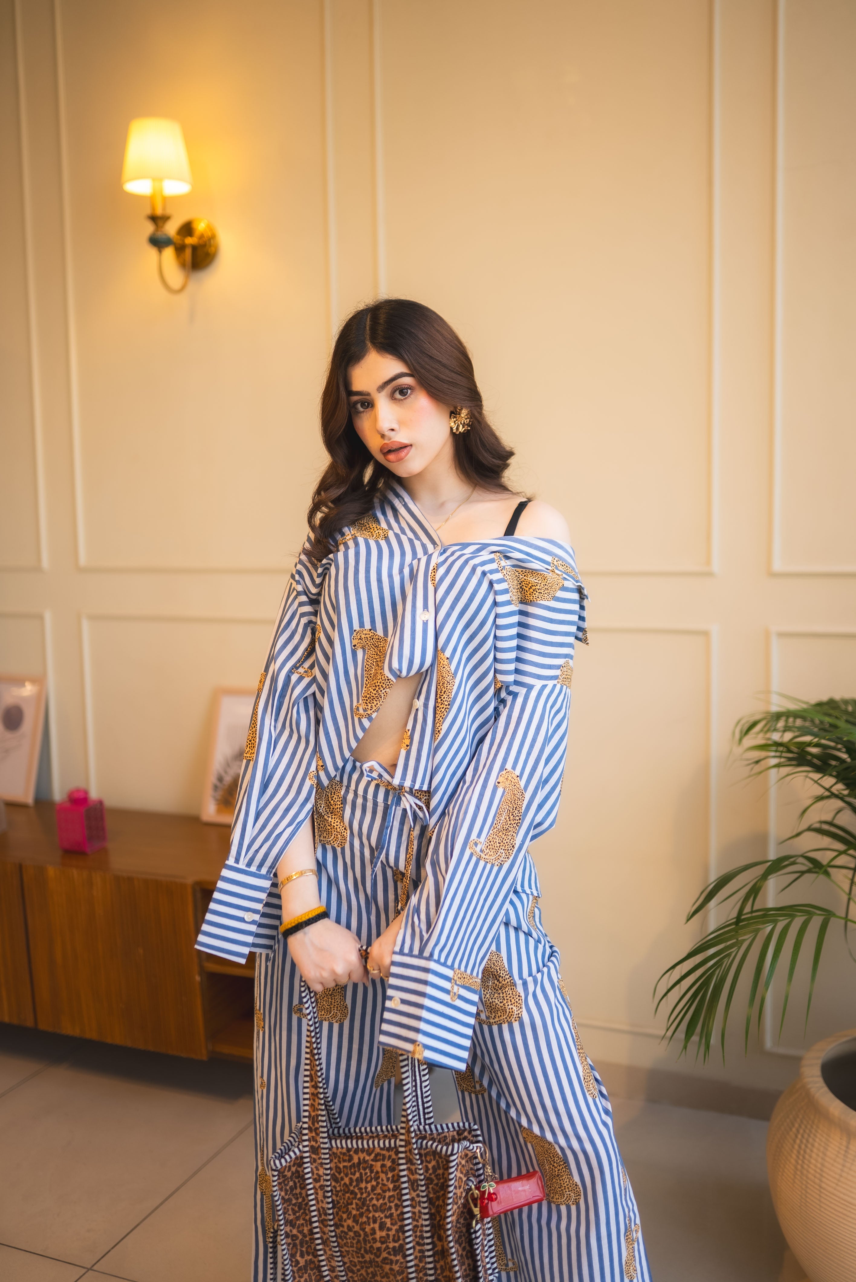 Leopard Print Striped Co-ord Set