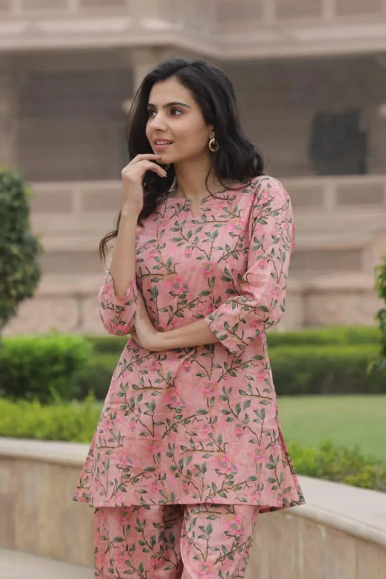 Pink Floral Cotton Co-ord Set