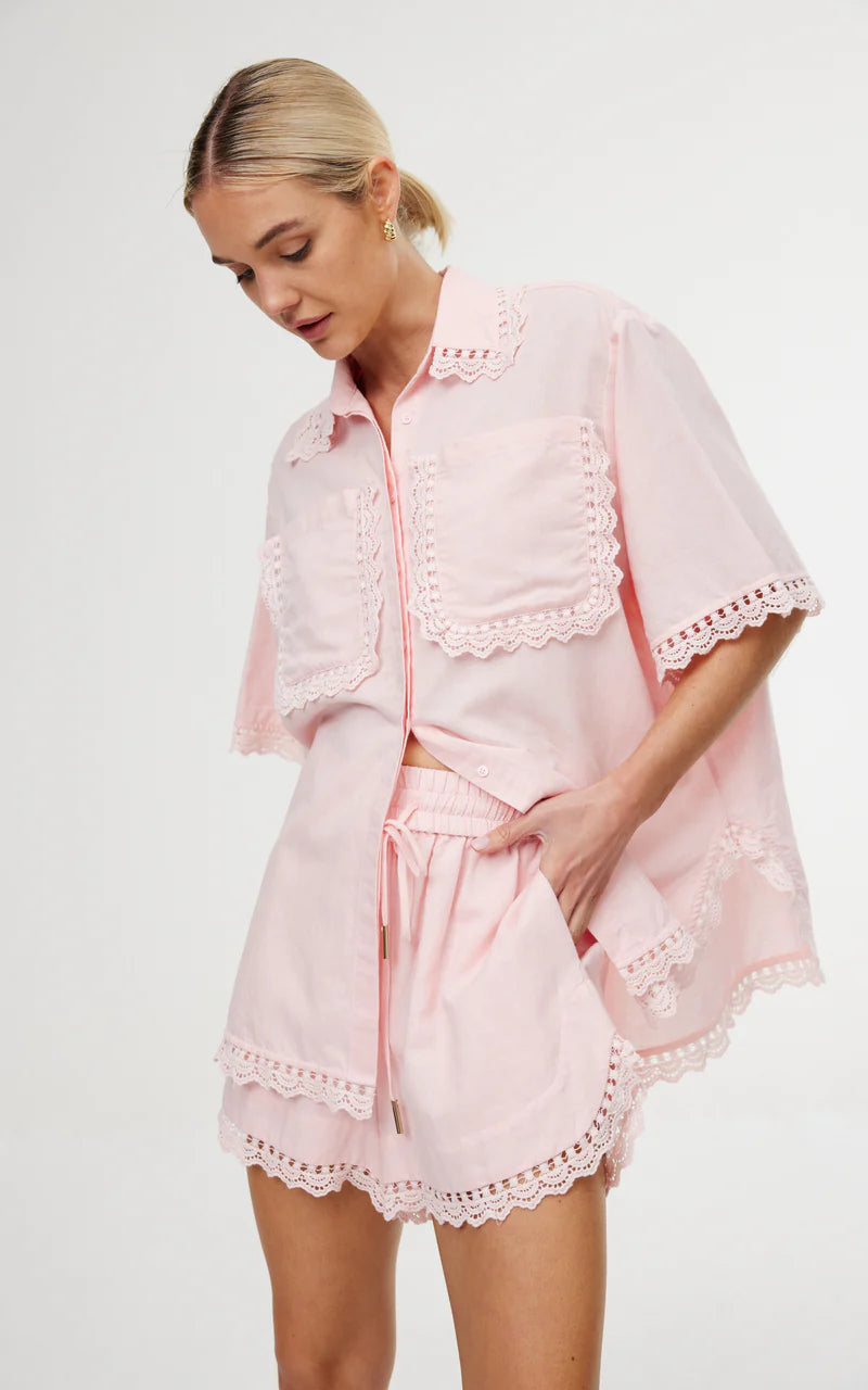 Soft Pink Shirt & Shorts Set