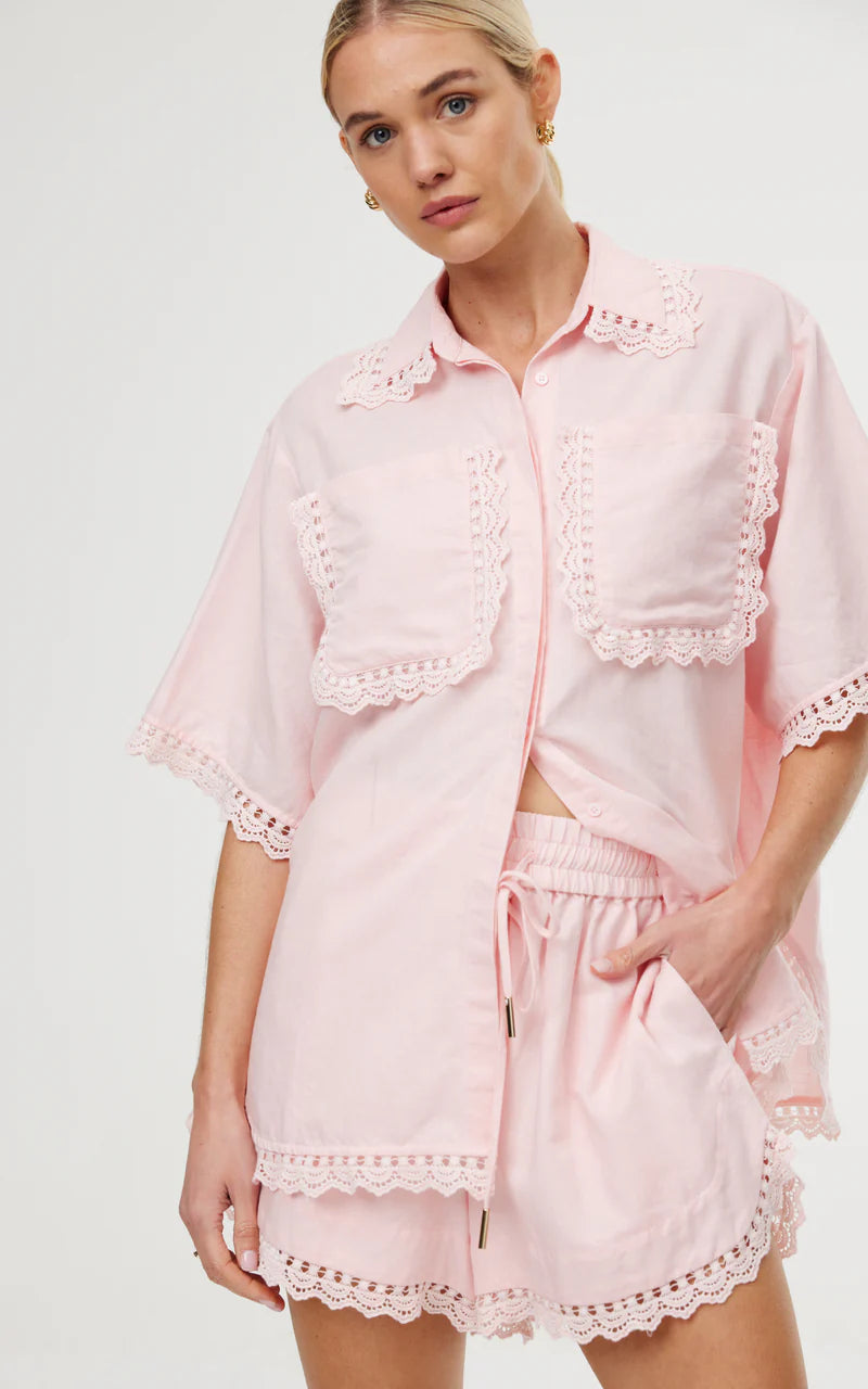 Soft Pink Shirt & Shorts Set