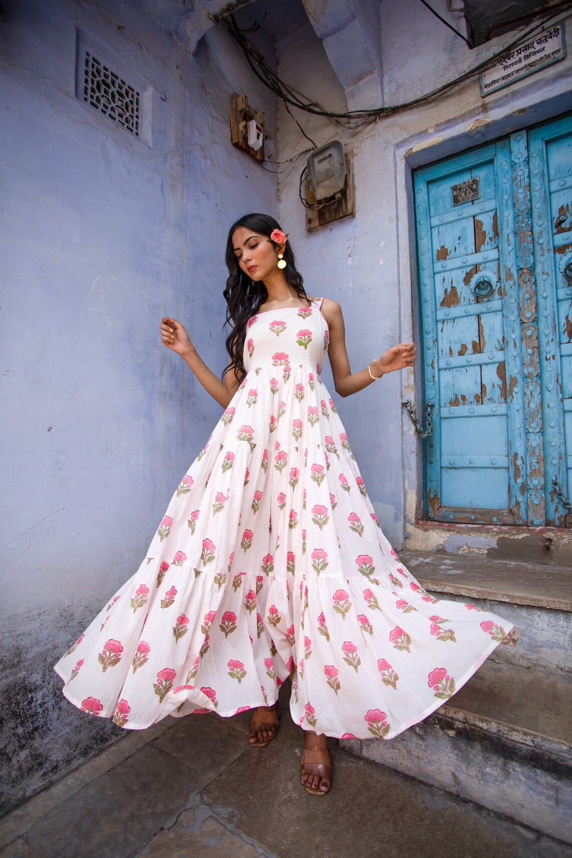 Blush Bloom Flare Maxi Dress