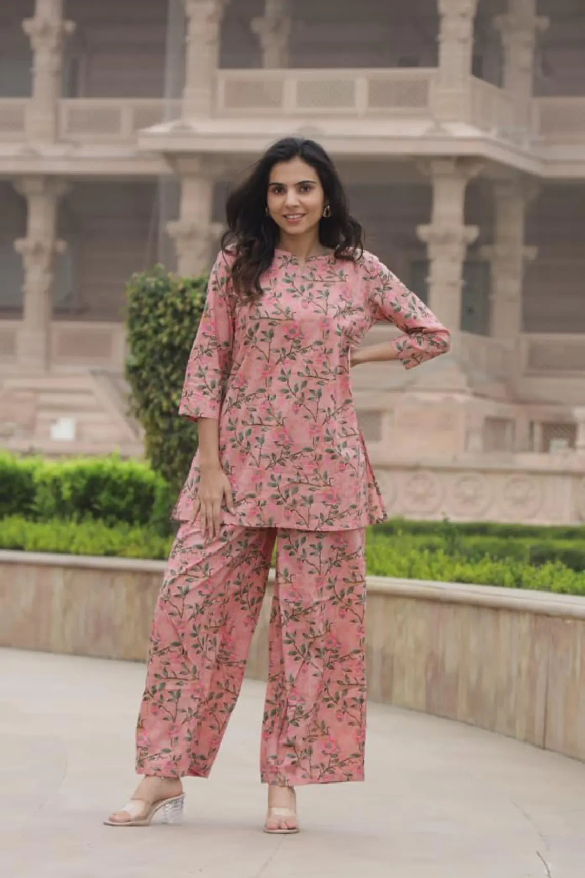 Pink Floral Cotton Co-ord Set