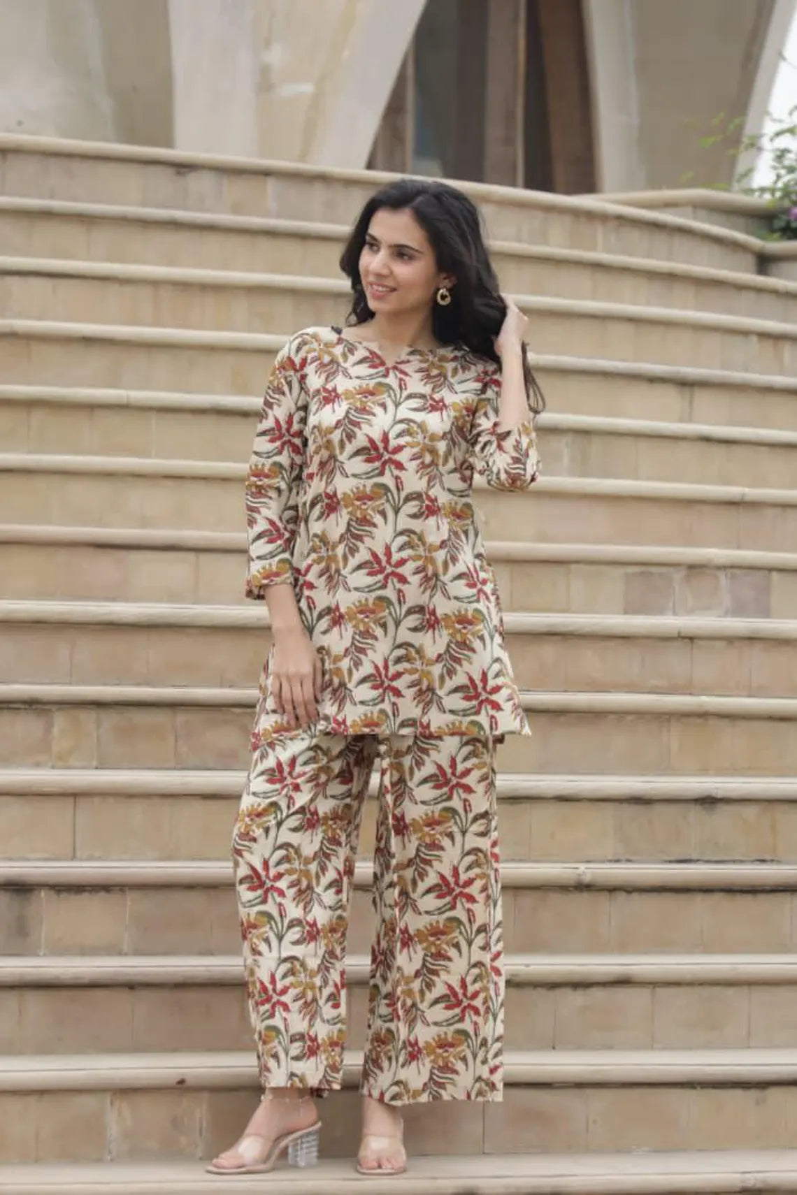 Beige Floral Co-ord Set