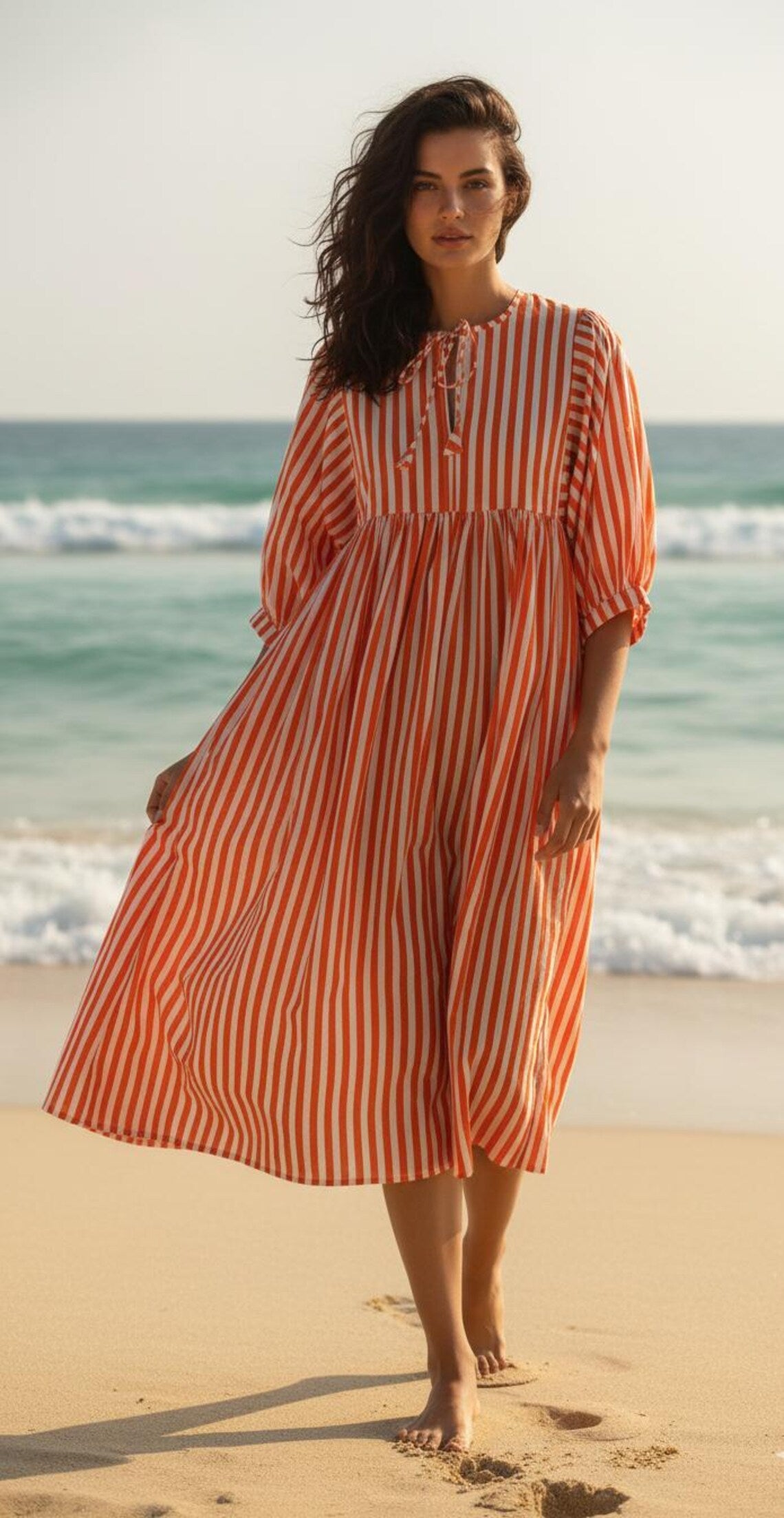 Striped Cotton Beach Dress