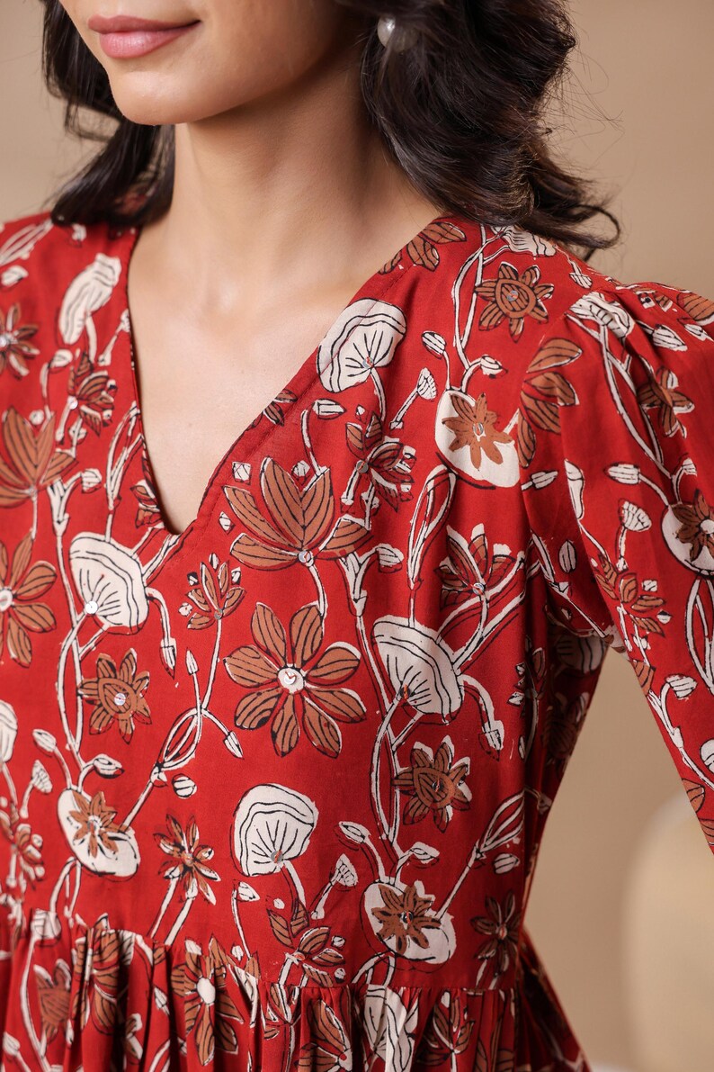 Red Floral Short Dress